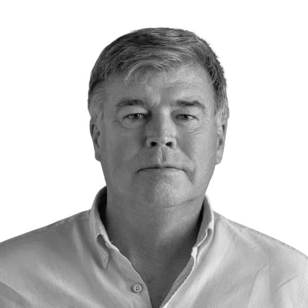 Black and white portrait of an older man.