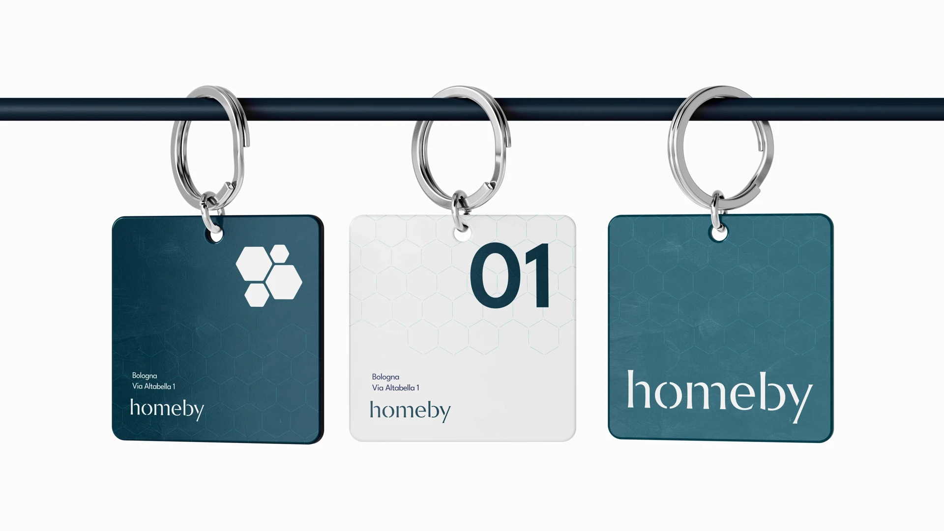 Homeby's wordmark and logomark mockups