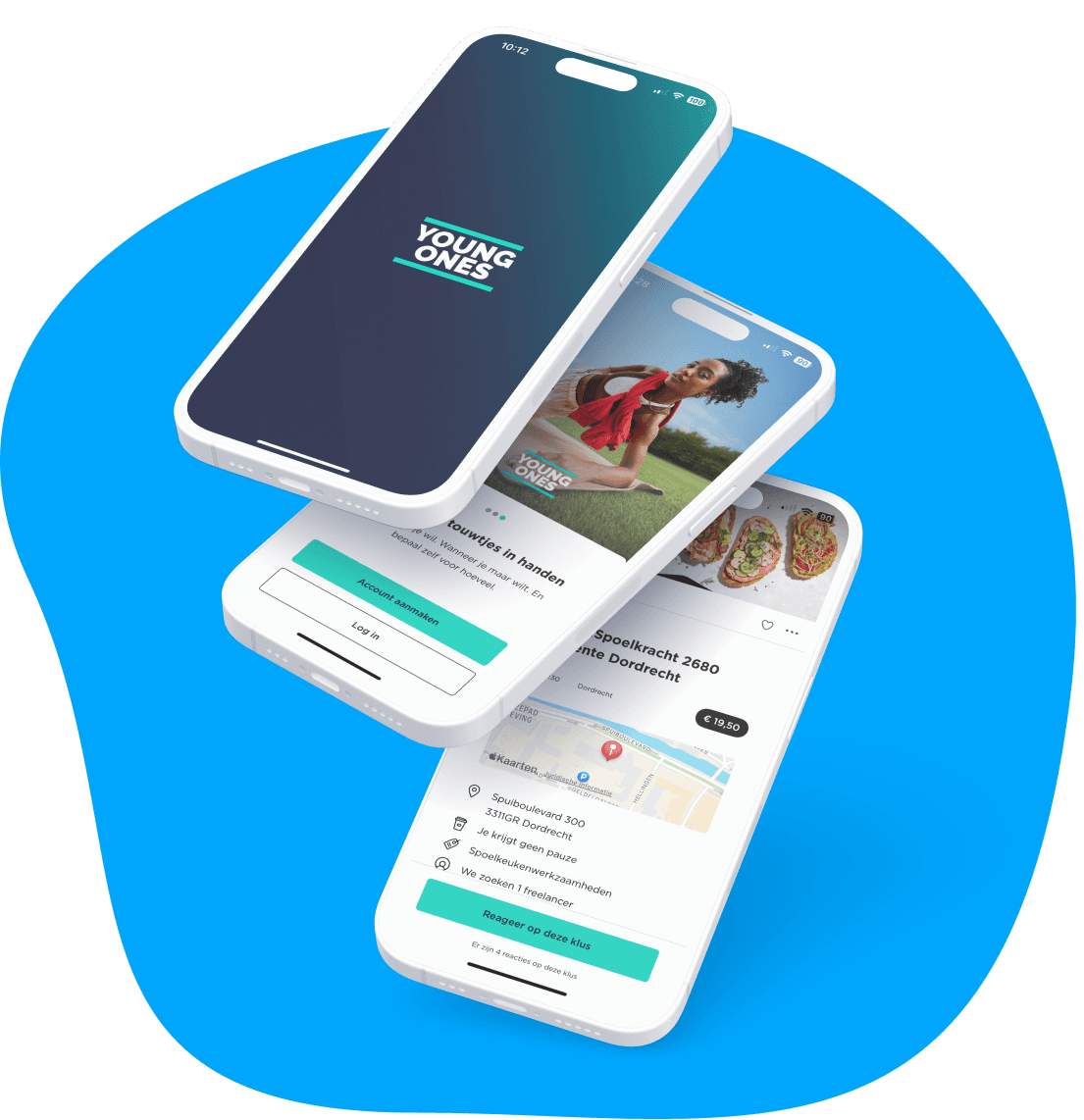 Mobiele telefoons met flexwerk martplaats app van YoungOnes