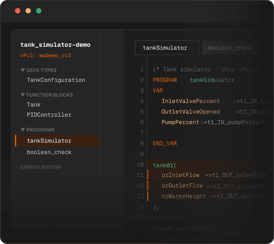 Create, Program & Test your  vPLC from your browser