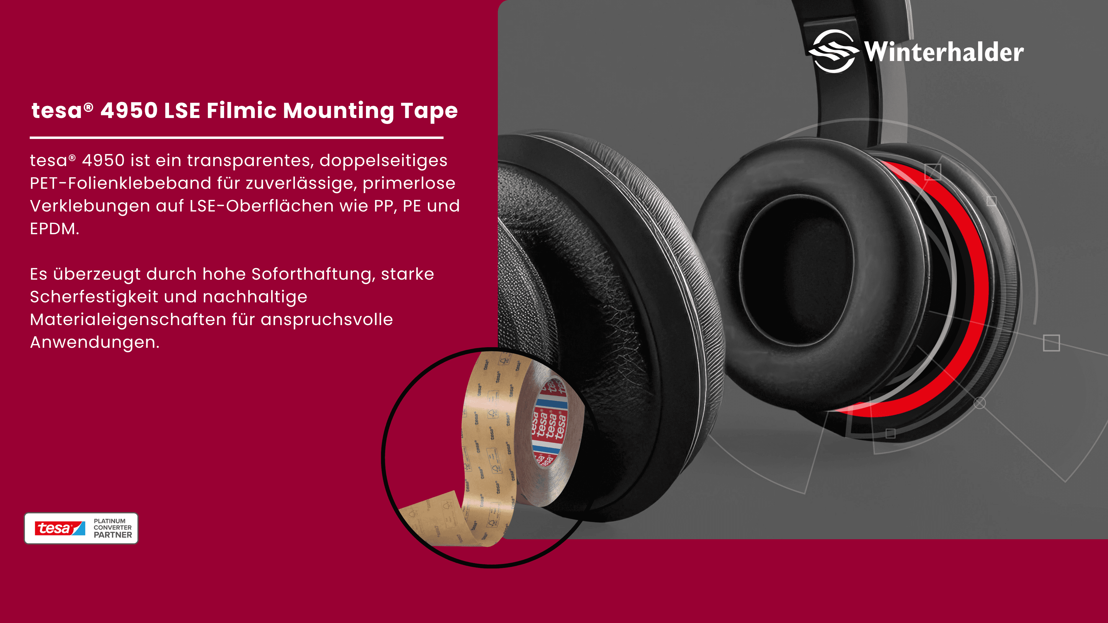 Ein Mann steht nachdenklich in einem stilvollen Industriegebäude, um ihn herum Textfelder, die verschiedene Themen behandeln.