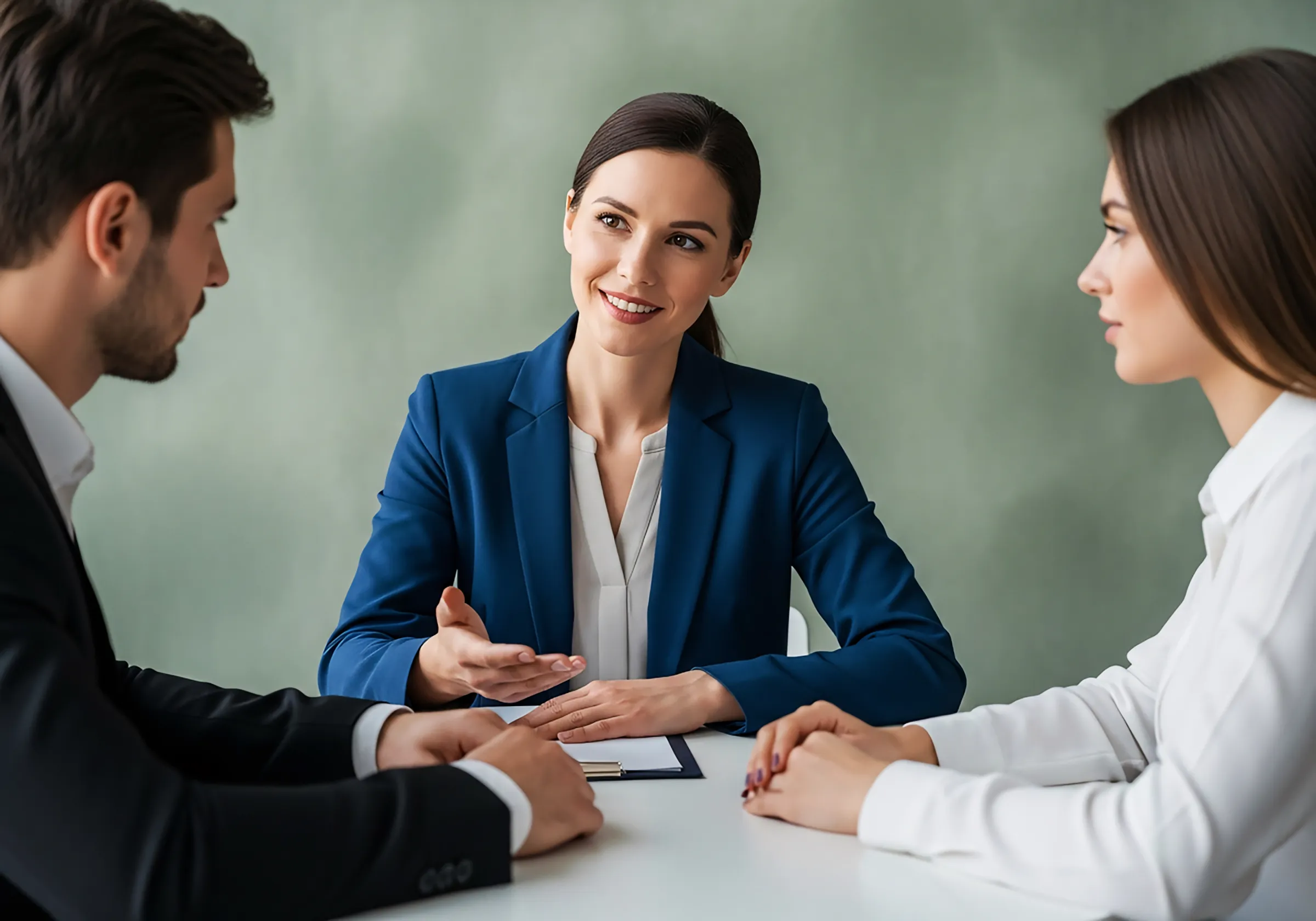 3 people in a Professional Meeting Scene 