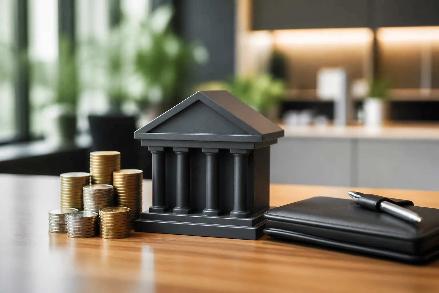 Corporate Bank Account Costs in Dubai beside a corporate bank card, payment terminal and signed