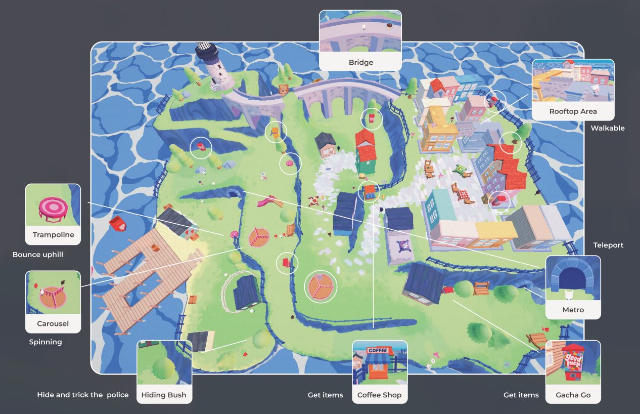 Island level map and terrain layout