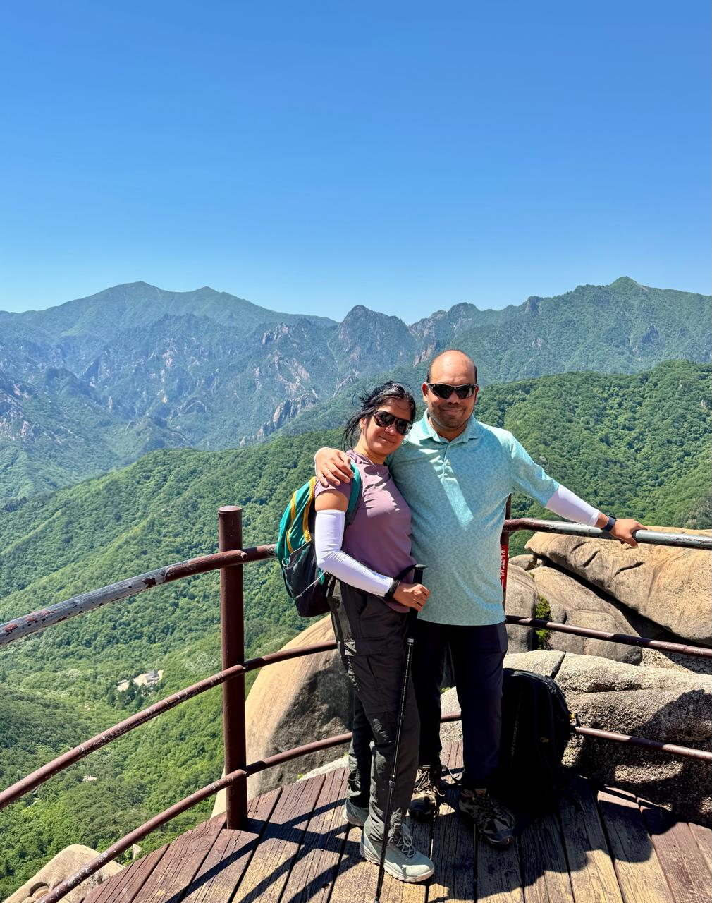 I and my husband atop the Ulsanbawi summit in Seoraksan National Park