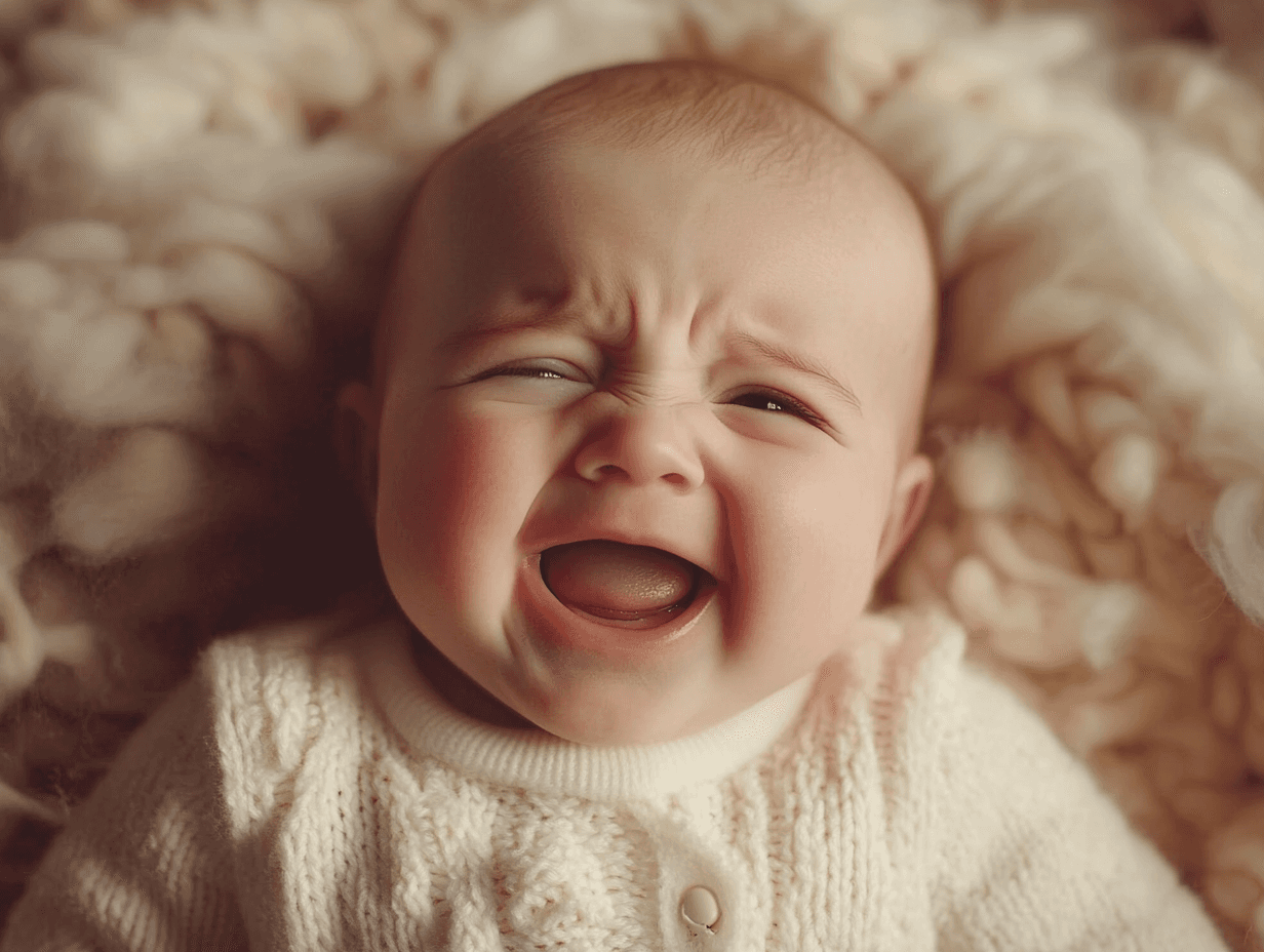 Upset baby crying because of 4 month sleep regression