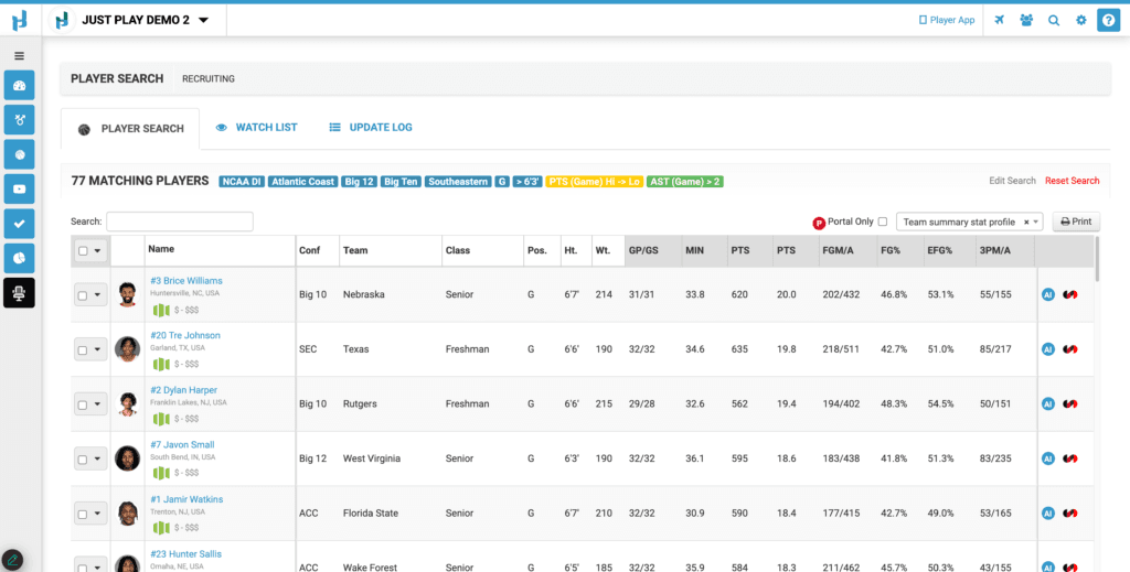 A look at Just plays player search feature with Opendorse player pay value data