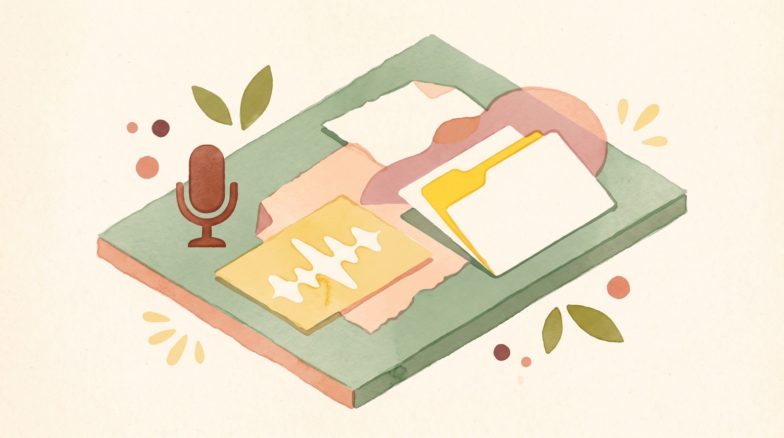 Audio cards beside research folders