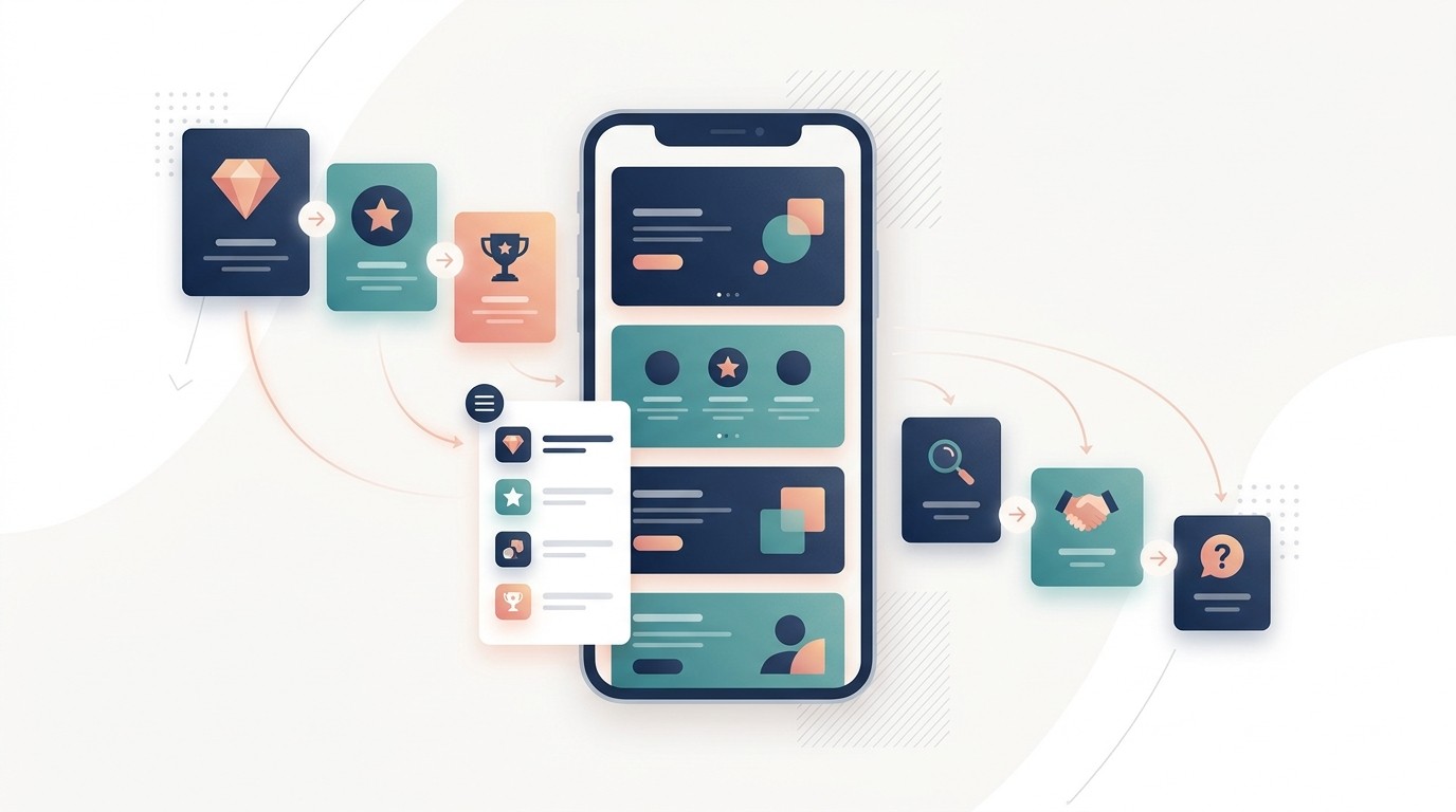 Mobile First Website Struktur auf dem Smartphone mit priorisierten Inhalten