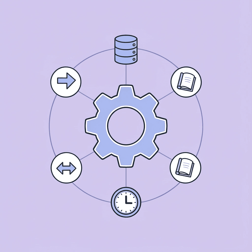 Central hub connected to multiple departments, applications, and data sources representing an enterprise automation platform