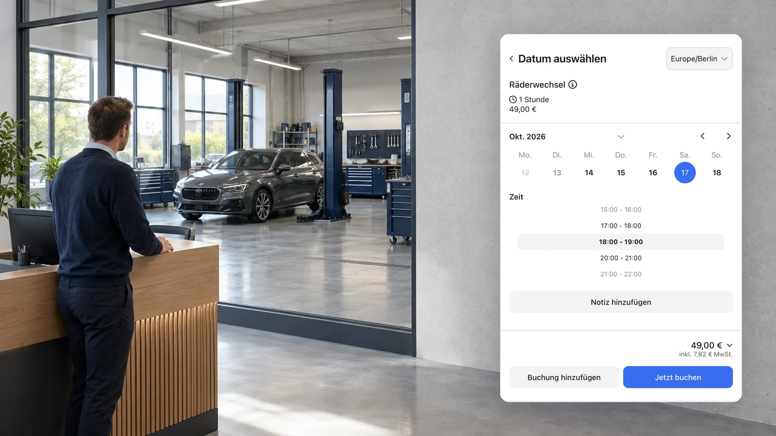 Echte anny Buchung für Räderwechsel am 17. Oktober von 18 bis 19 Uhr für 49 €