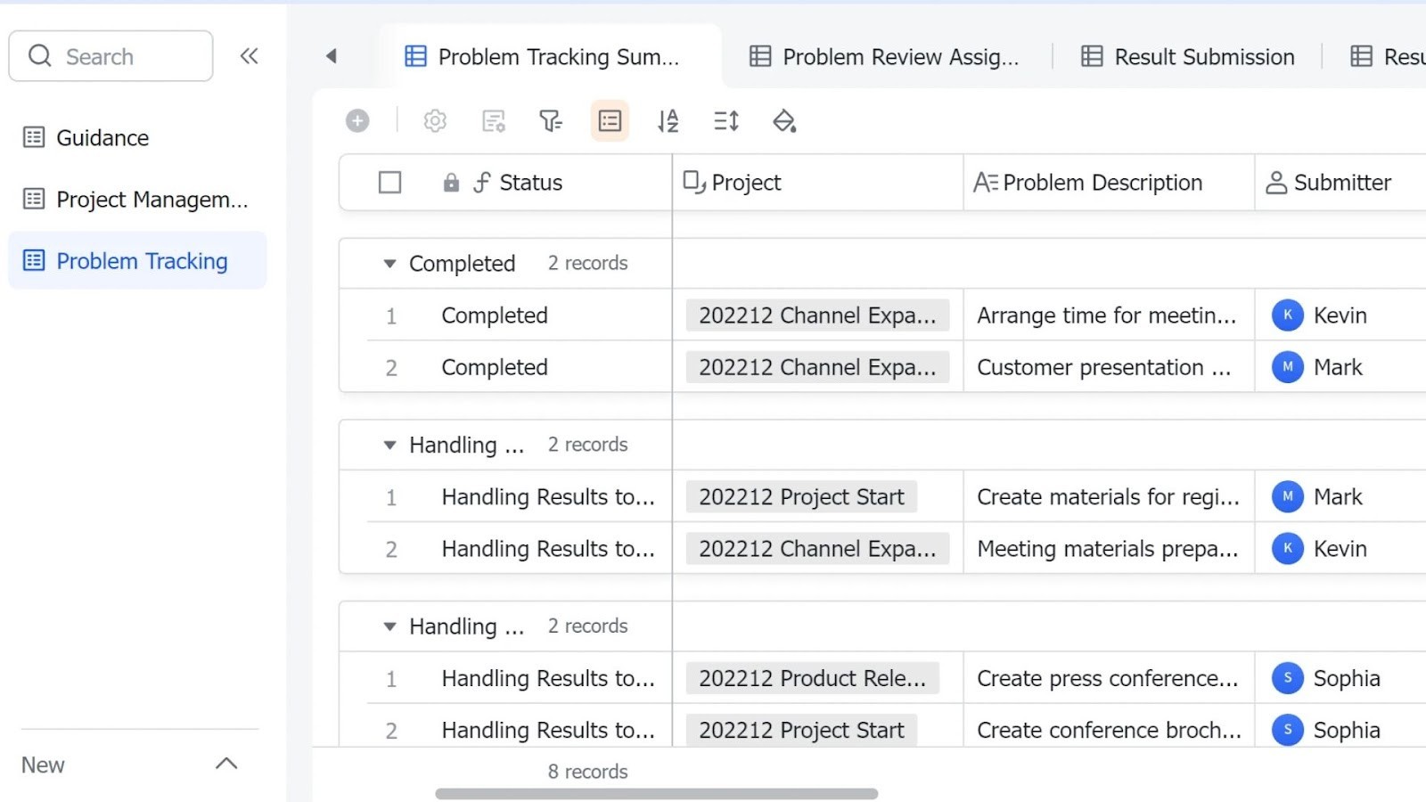 Lark Project Problem Tracker template