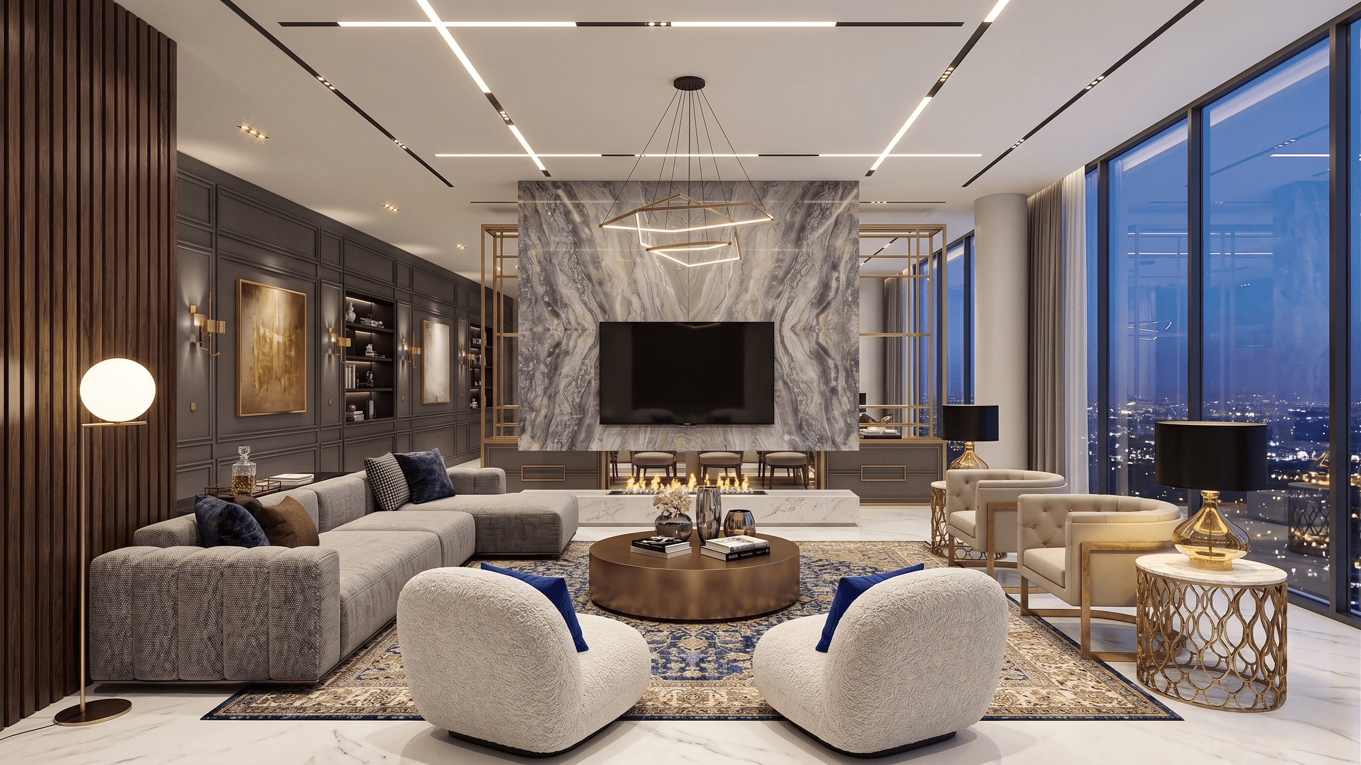 An interior designer presenting a luxury living room concept to a client, illustrating ThePackengers' role in coordinating global logistics for high-end residential design projects.