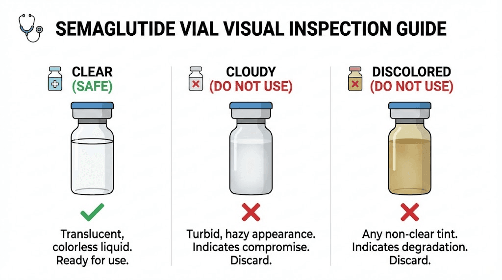 How to visually inspect a semaglutide vial for signs of degradation