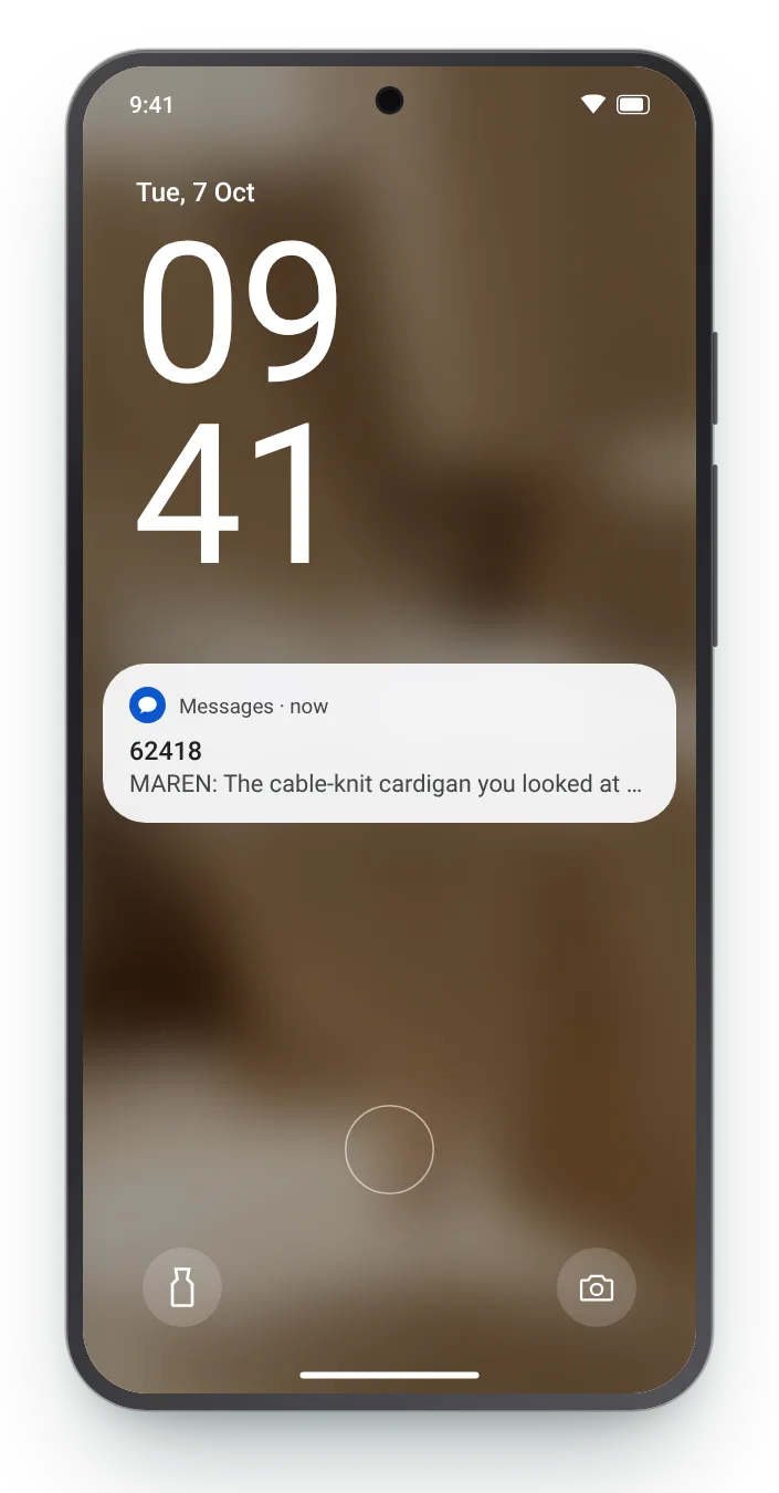 The same follow-up as a notification on an Android lock screen