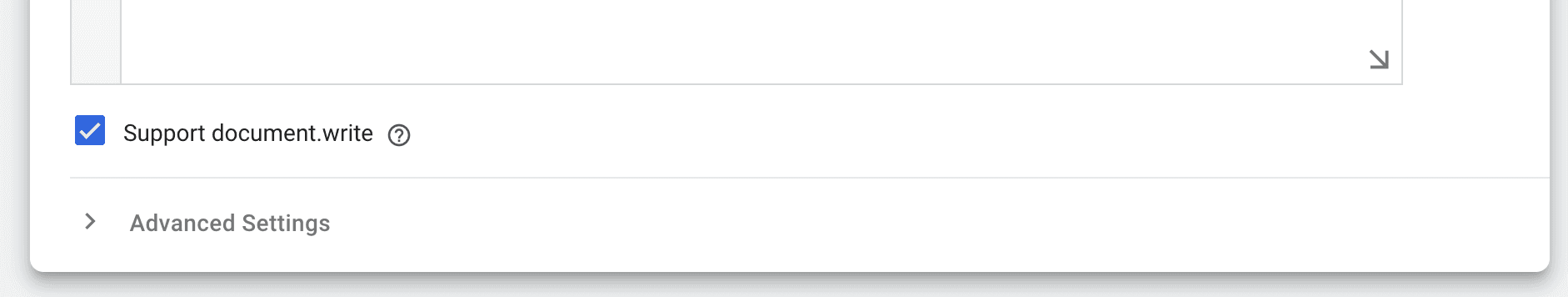 Option document.write GTM