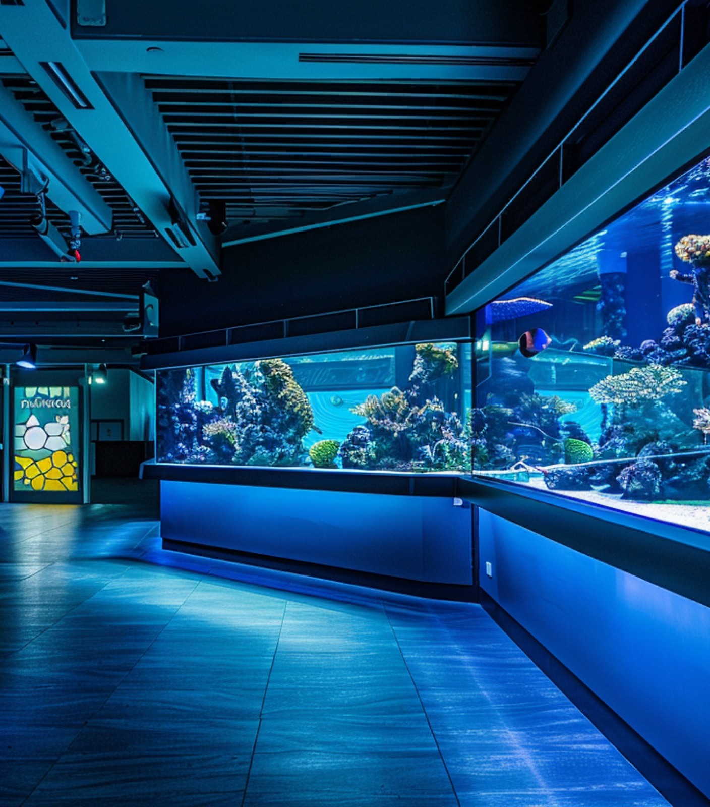 Blue modern aquarium