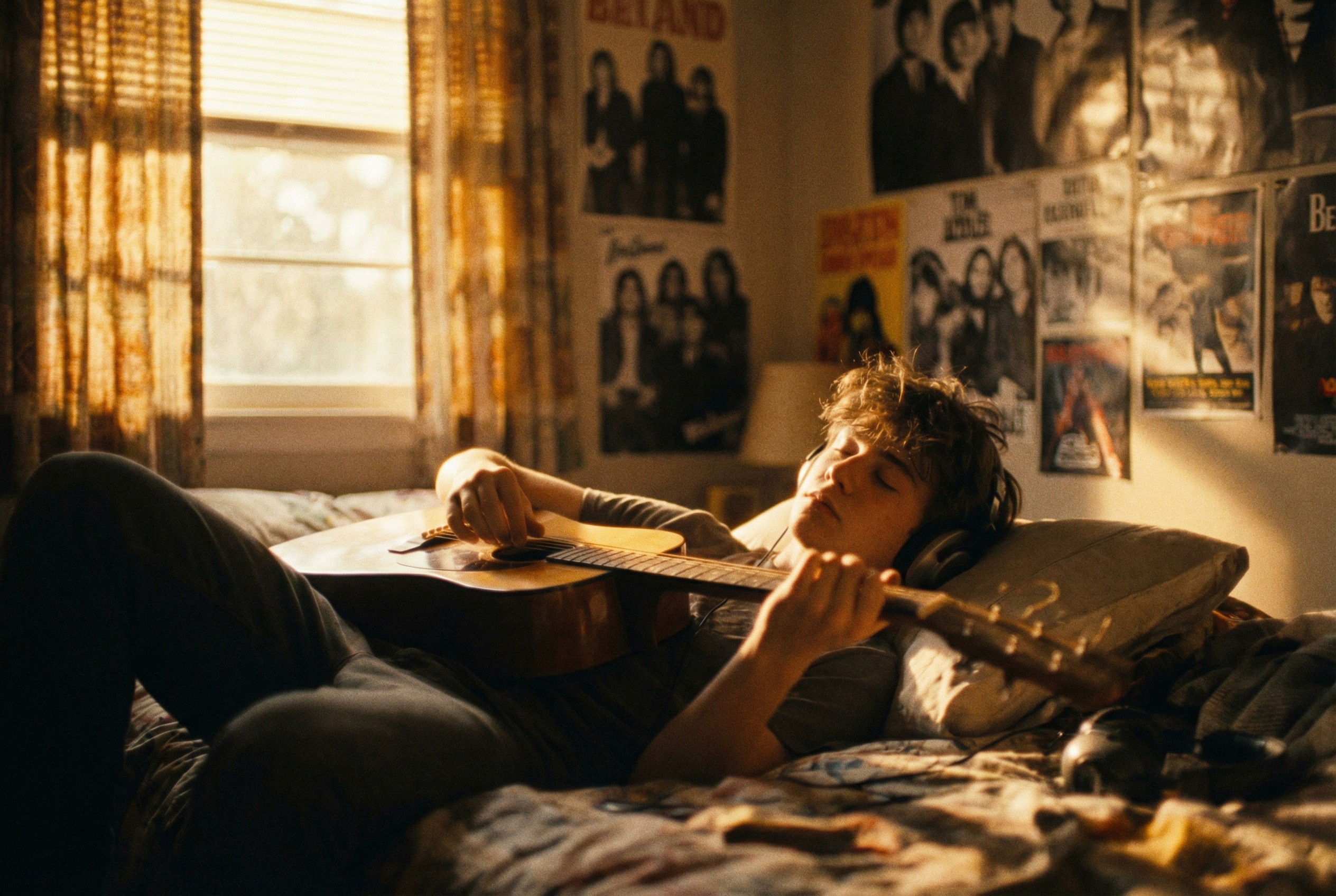 Large group posing under bridge in retro fashion