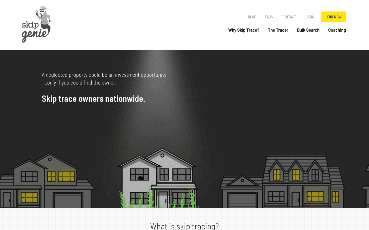 Skip Genie homepage screenshot