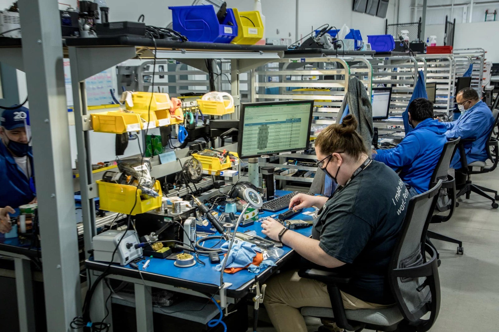 Team of two workers preparing a room for renovation.