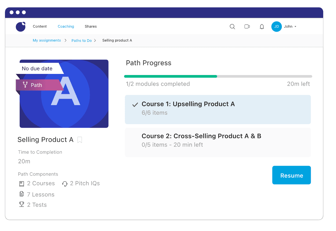Showpad Coach Dashboard