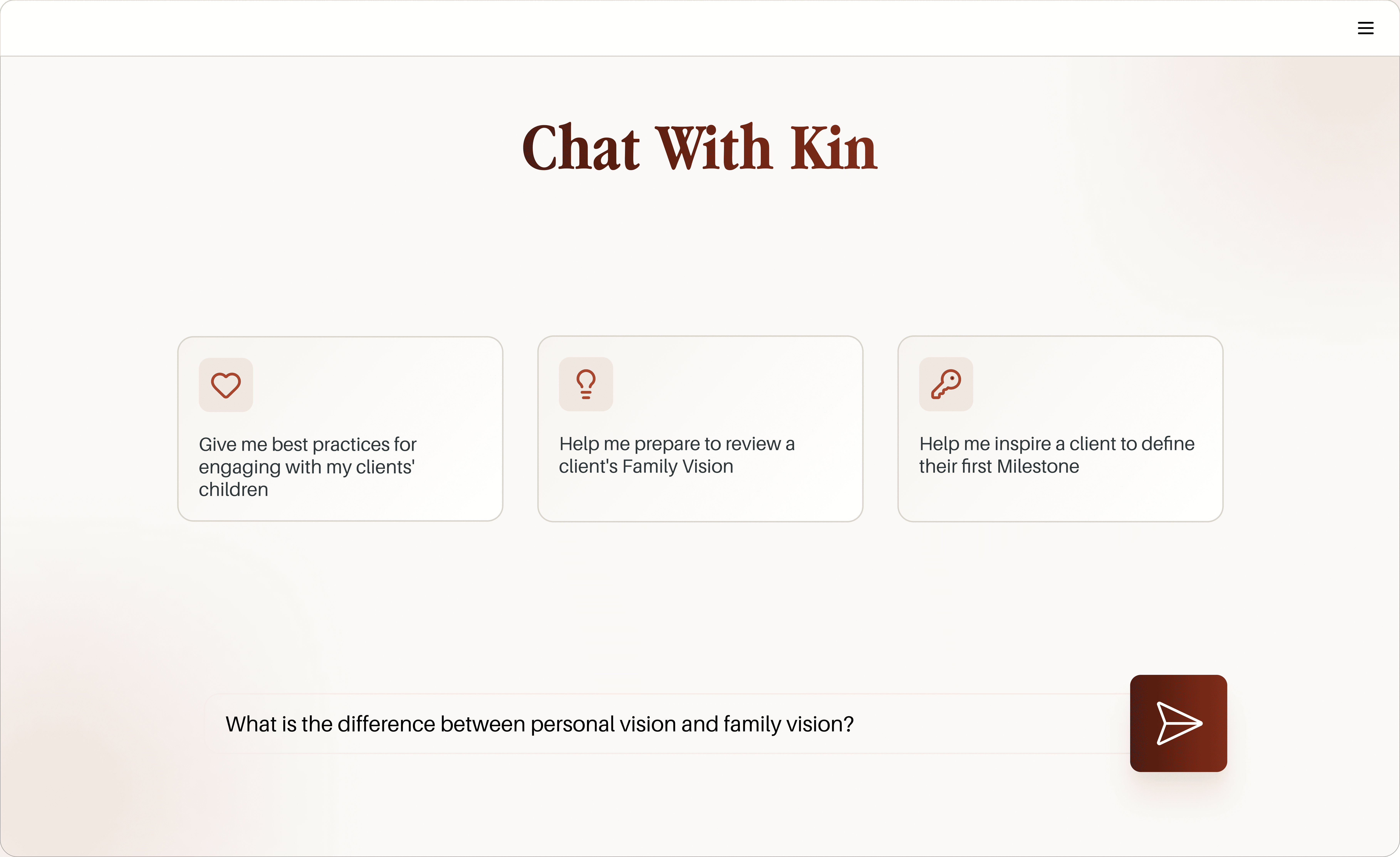 Software user interface_Kin AI