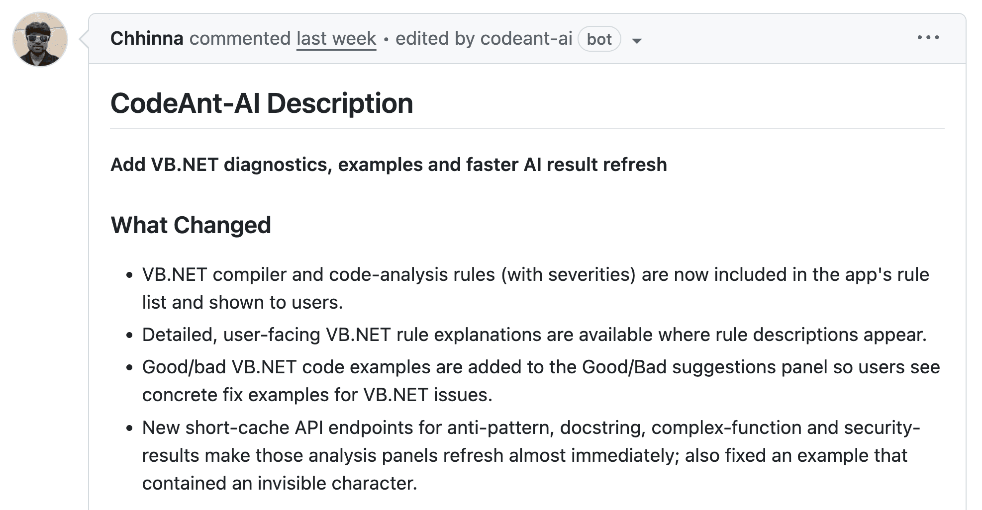 CodeAnt AI's AI-summary, summarizes PR showing what changed, impact analysis, and a concise description of updates.