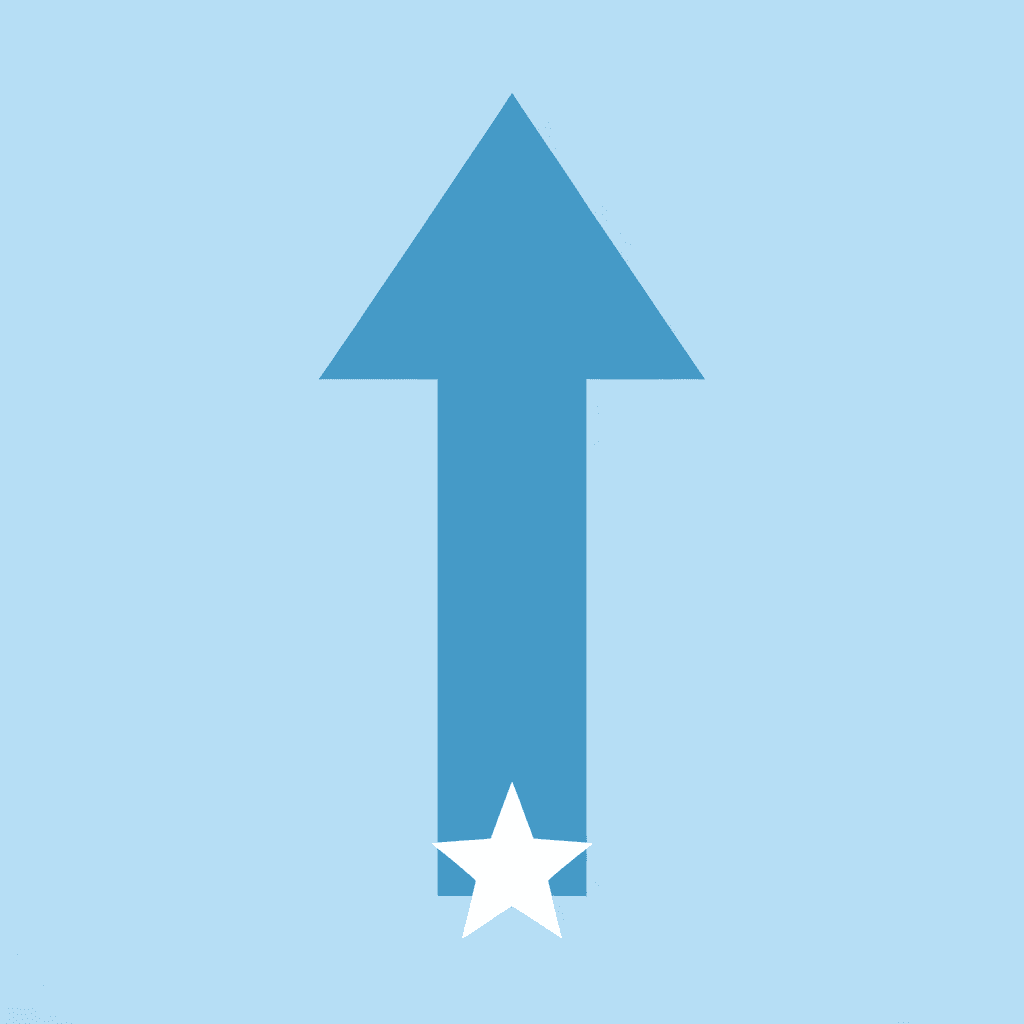  Upward arrow showing progression from craft activities at base to academic success and development at tip