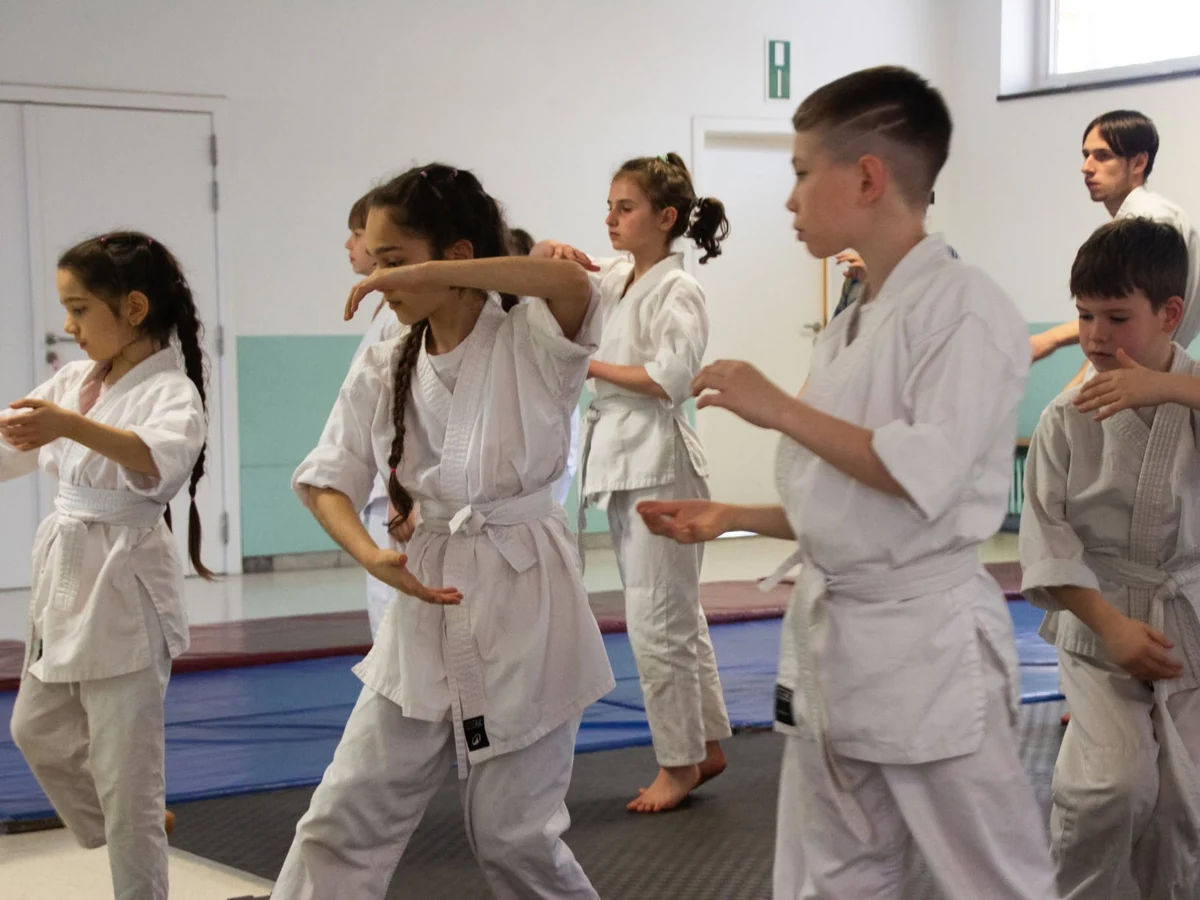Karate technique practice at DOJO BRUGGE.