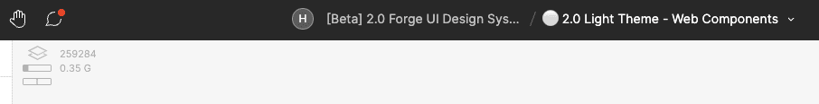 Figma file memory for the 2.0 file is 0.35 GB