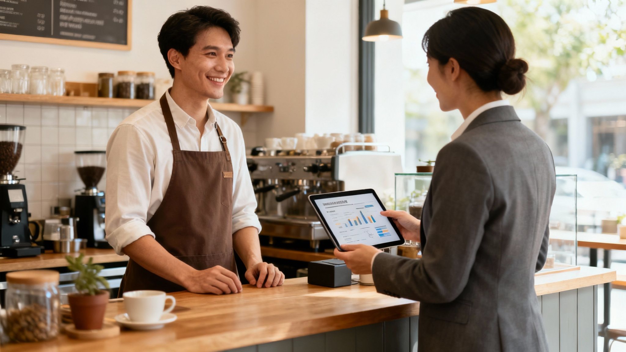 A team of marketing professionals collaborating around a table, illustrating a marketing agency for small business at work.