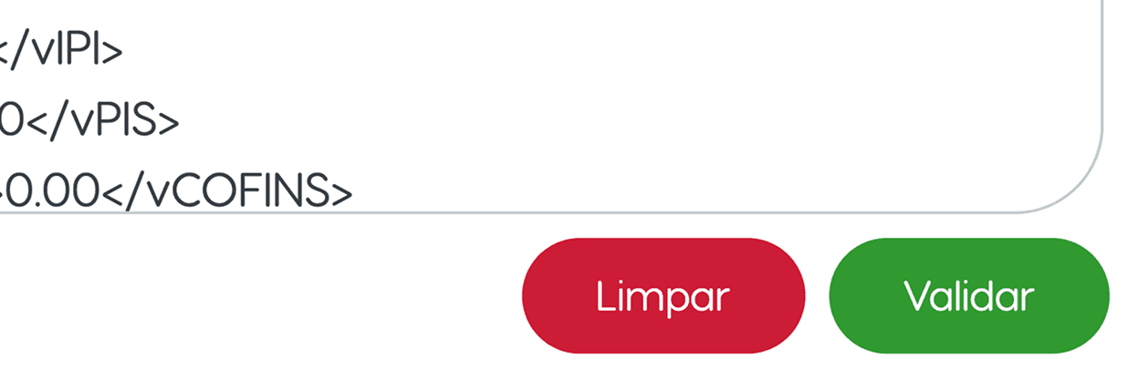 Print do botão verde "Validar" para realizar a validação do XML.