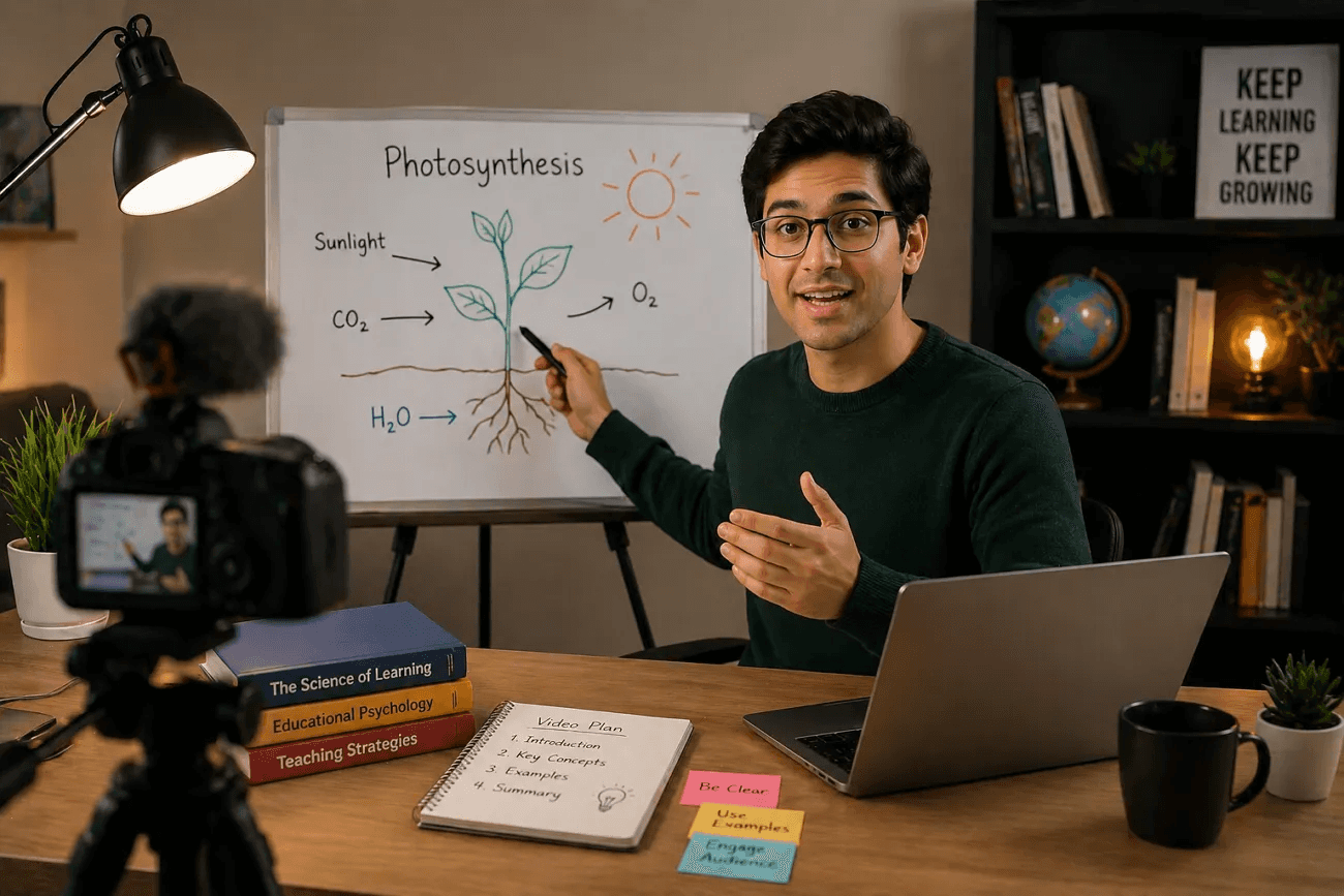 Man records an educational video - How to Create Educational Videos Using AI