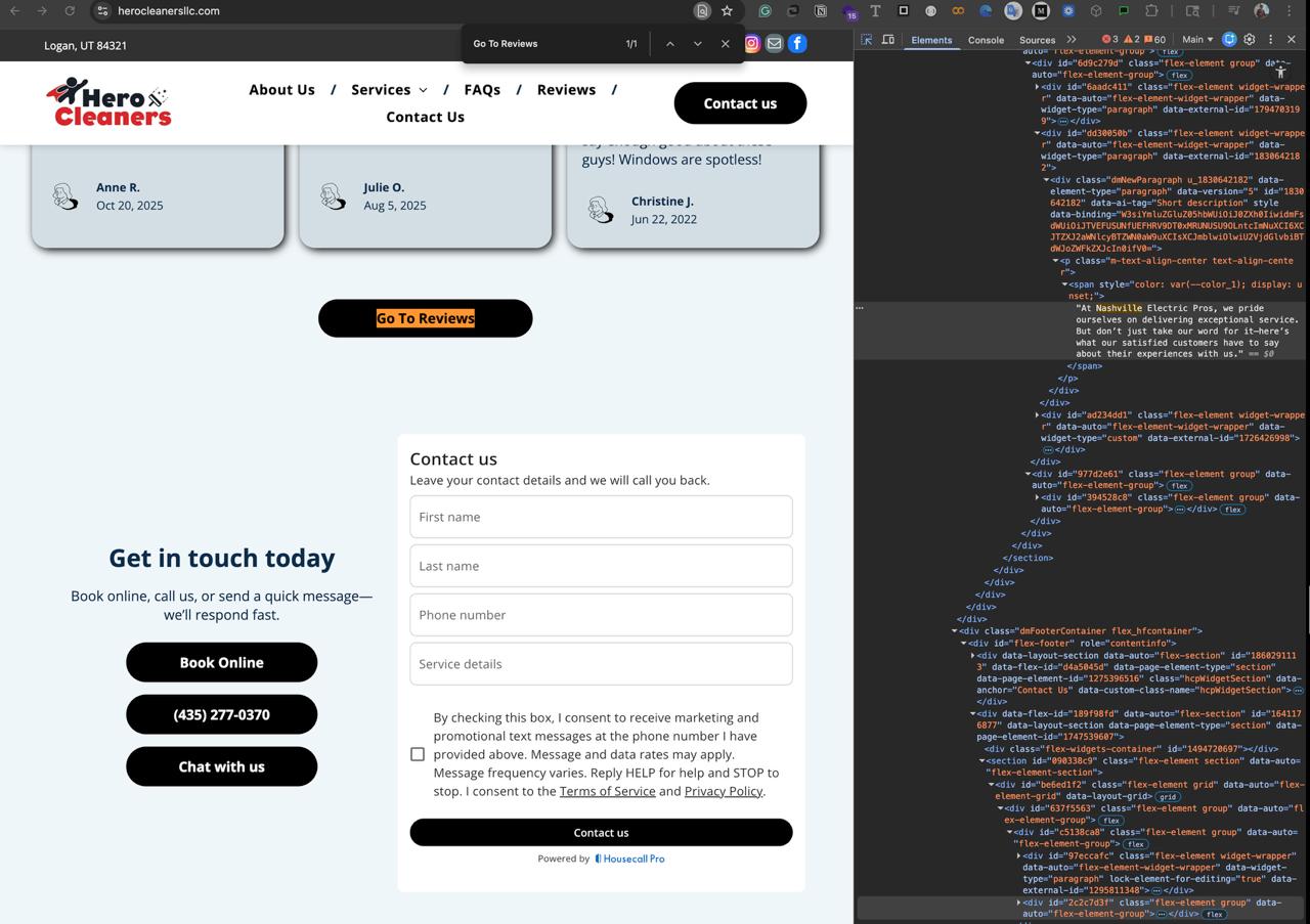 Acual screenshot of the hidden error