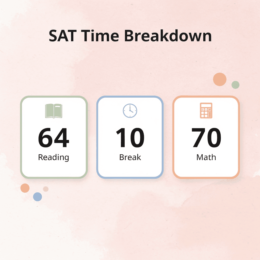 Infographic showing SAT section time allocations