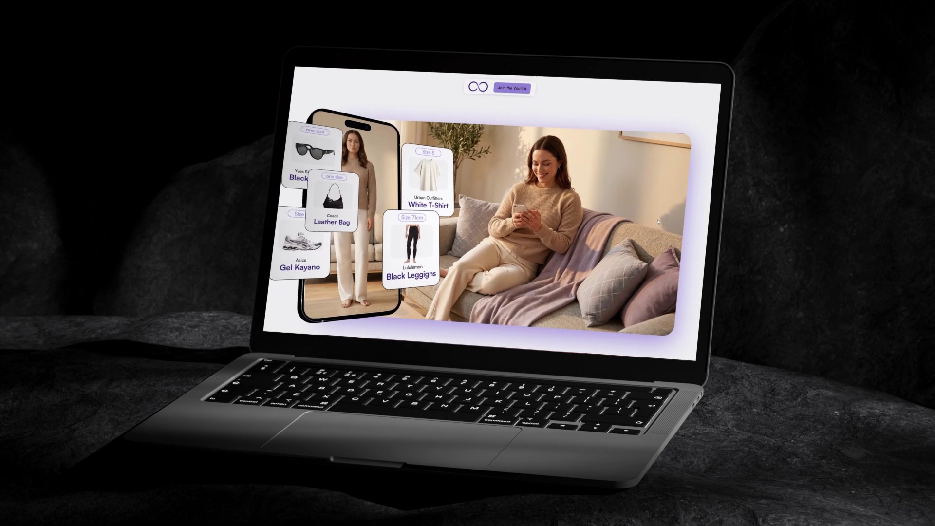 Lookz website on a laptop showing the virtual try-on experience