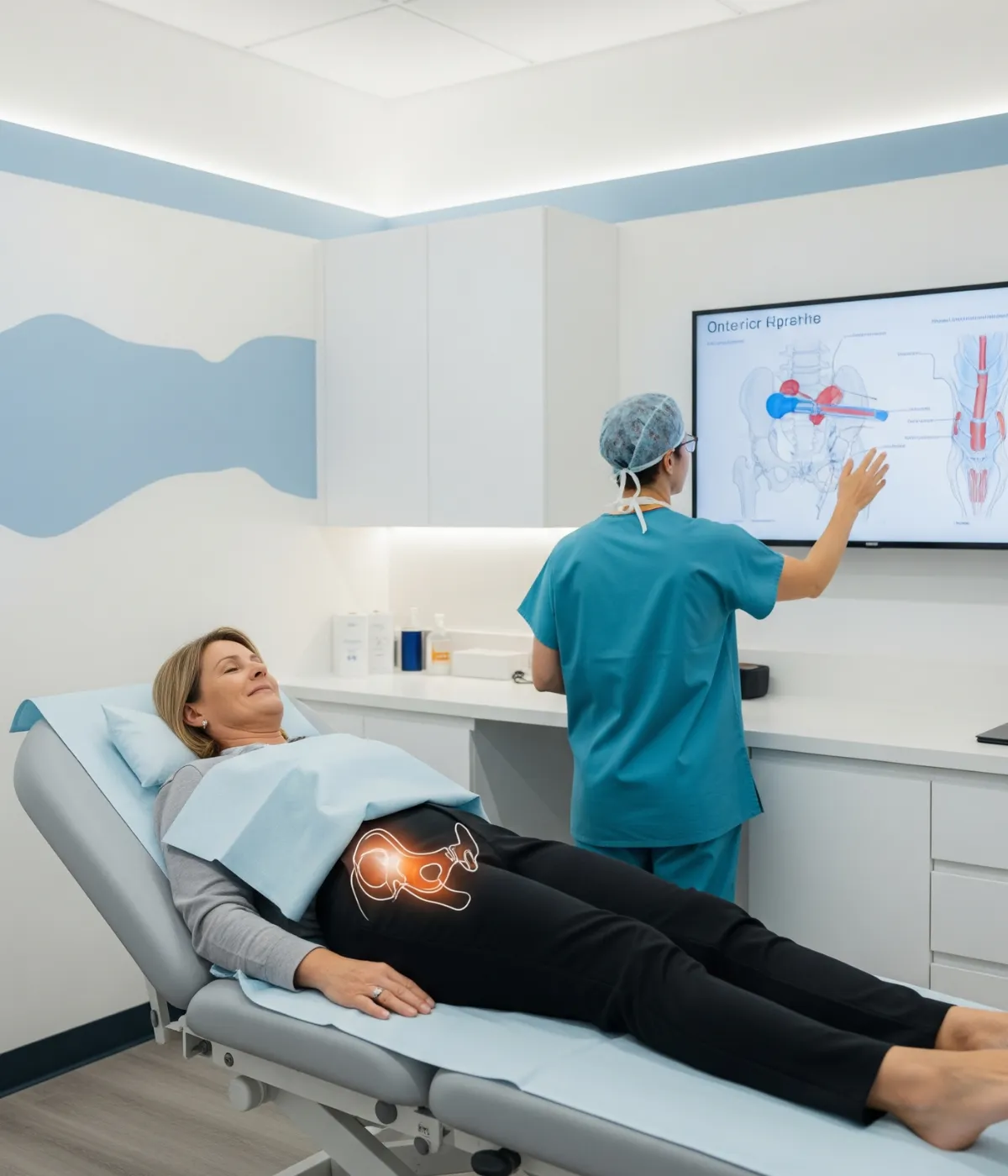 A specialist planning a tailored direct anterior hip replacement approach.