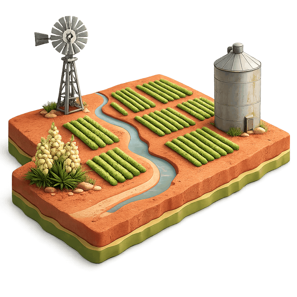 Artistic illustration of the Texas High Plains wine region.