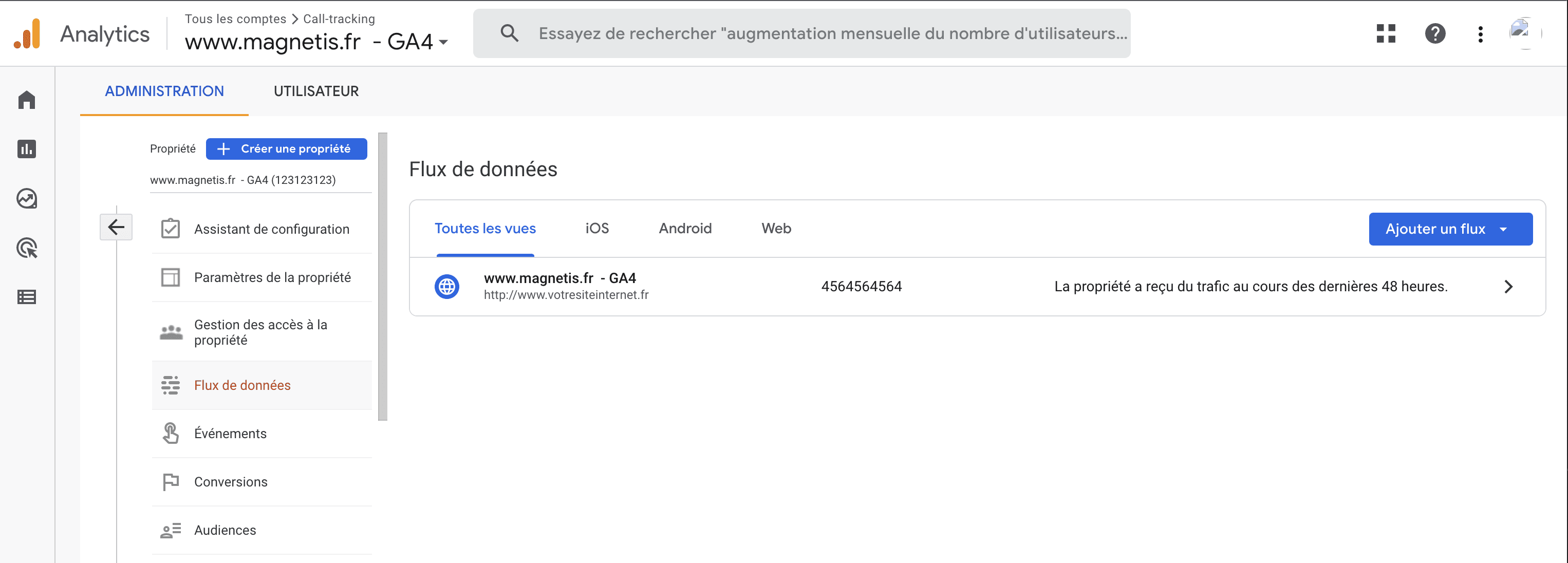 Créer un flux GA4