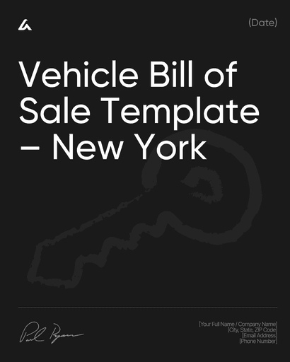 Vehicle Bill of Sale Template – New York