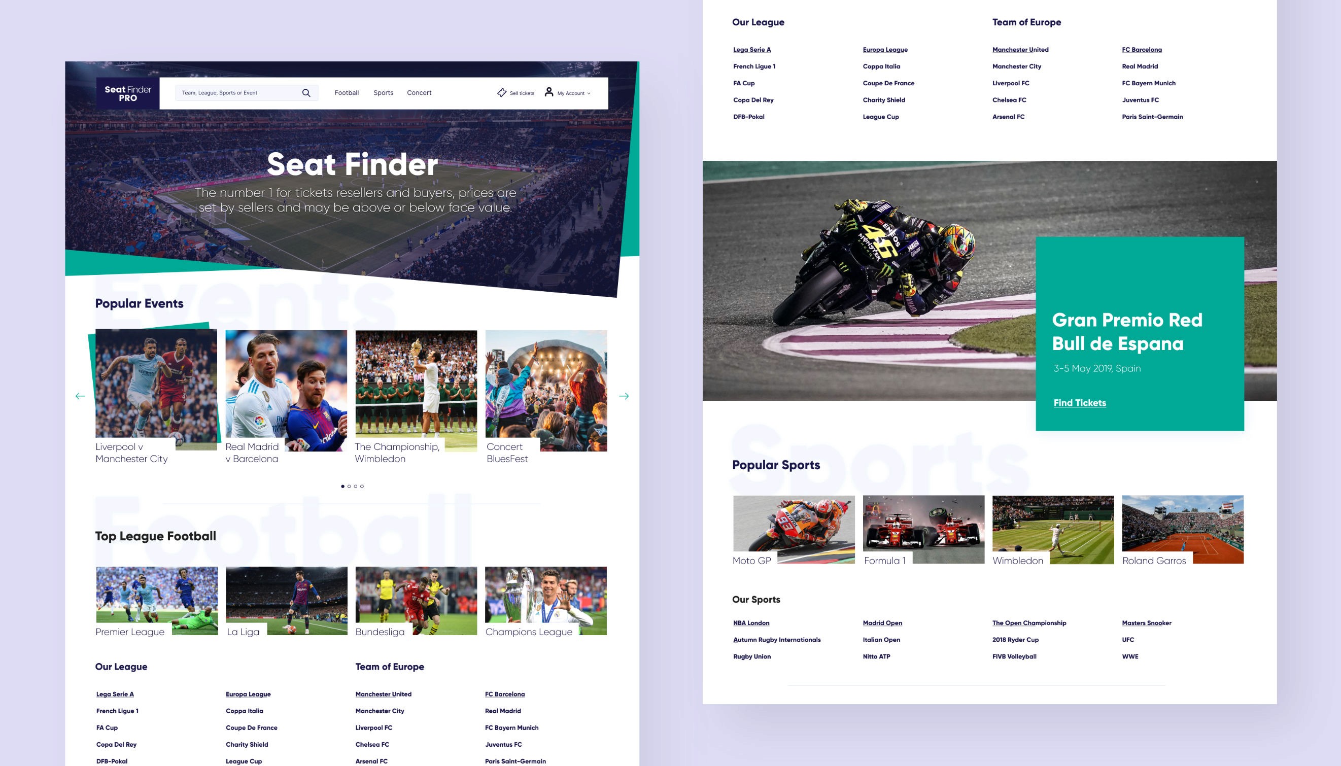 Seat Finder homepage design