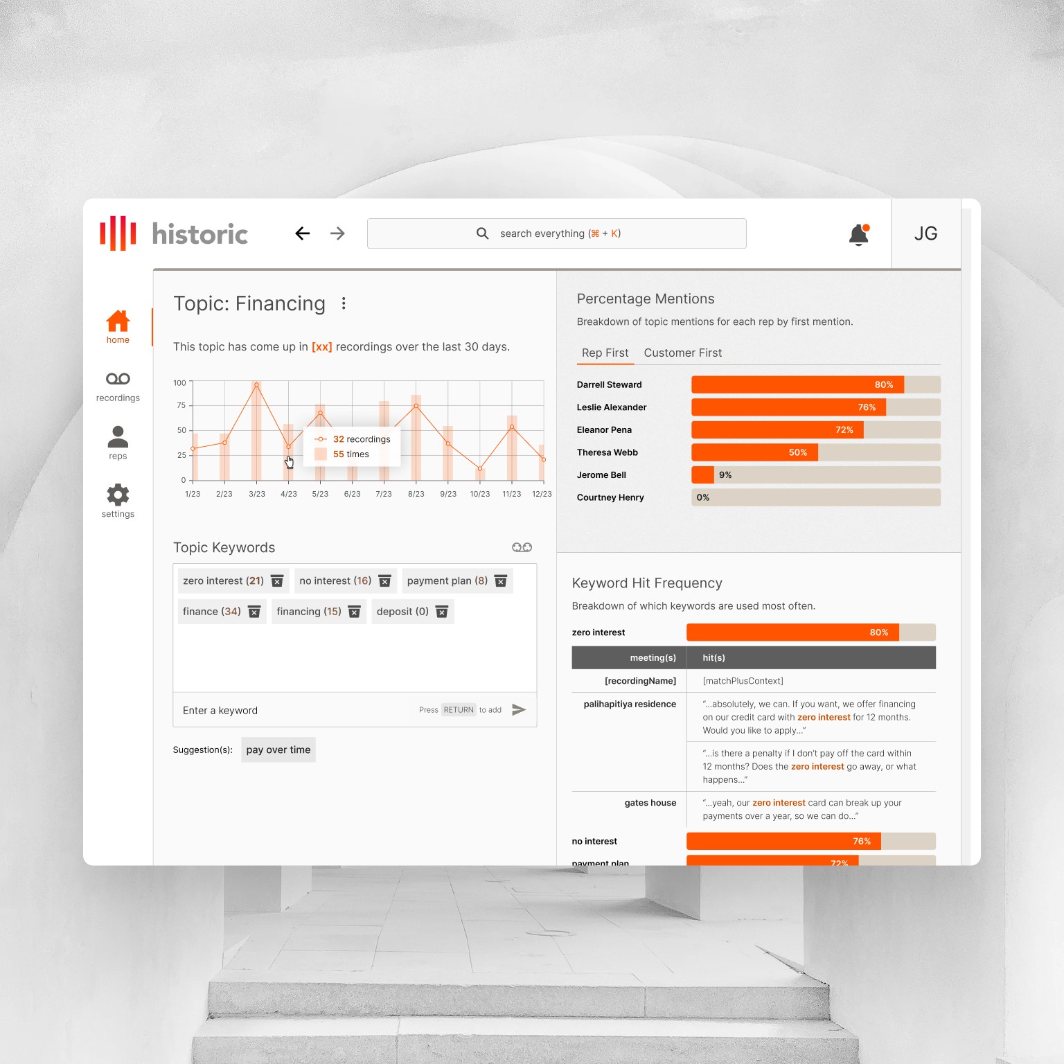 historic UI screen for topics