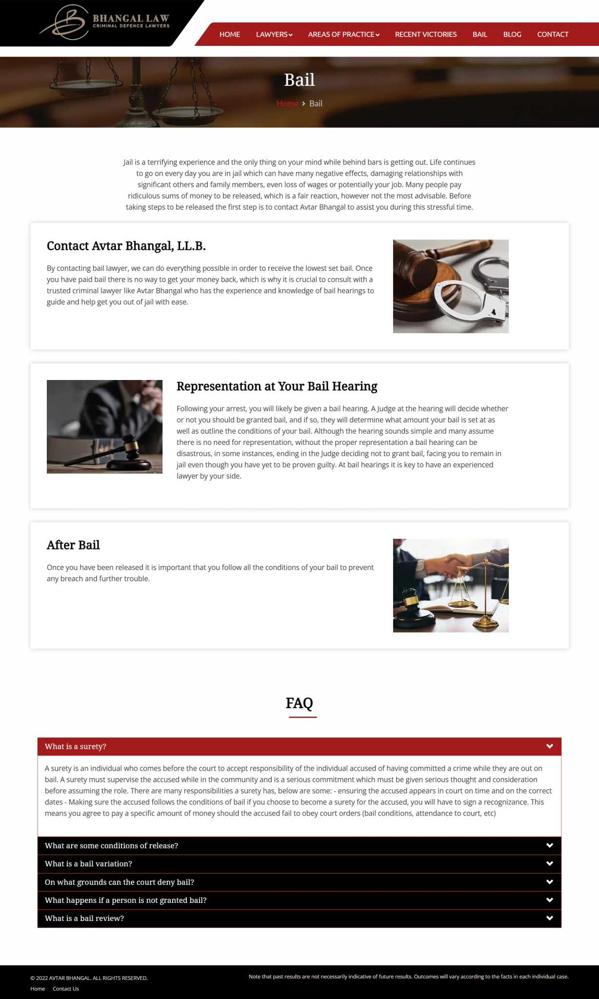 bail page for bhangallaw website developed & designed by Dreams Agency Mississauga, Ontario