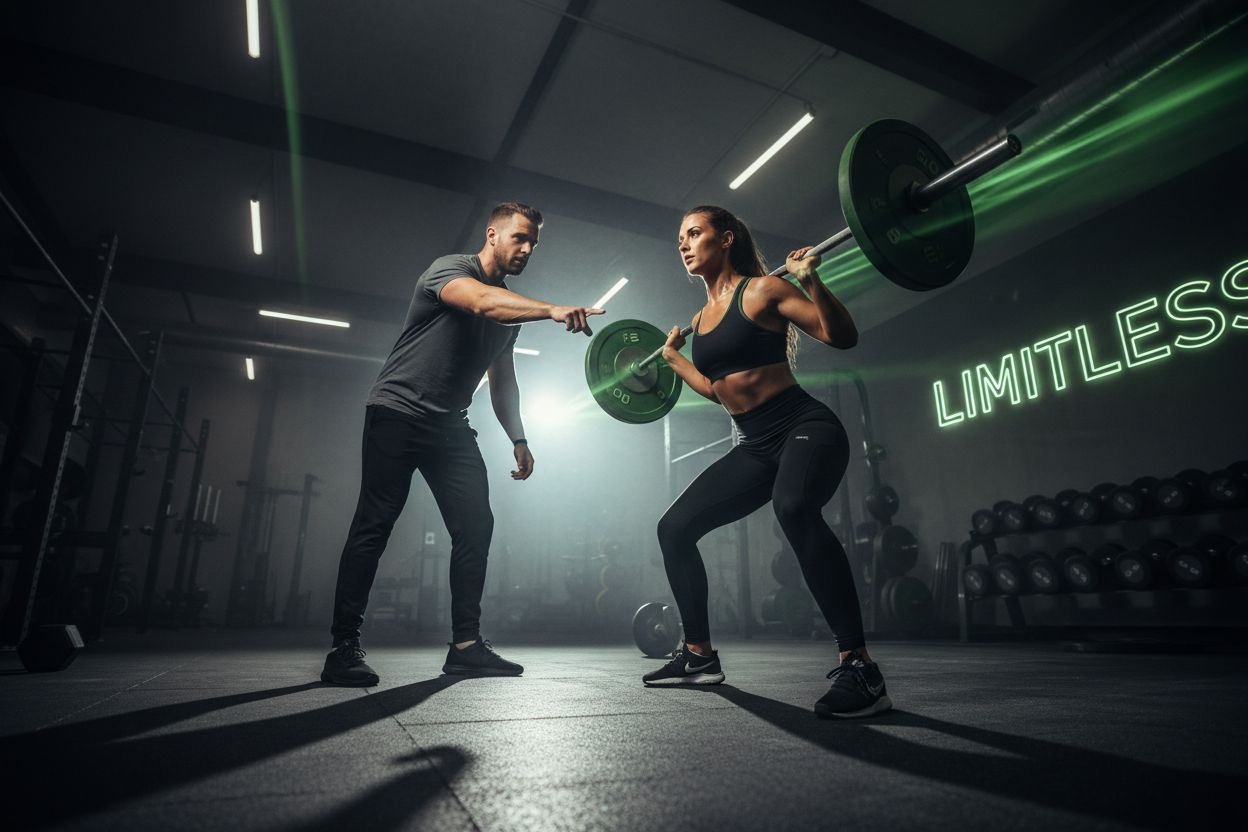 Coach guiding athlete during workout
