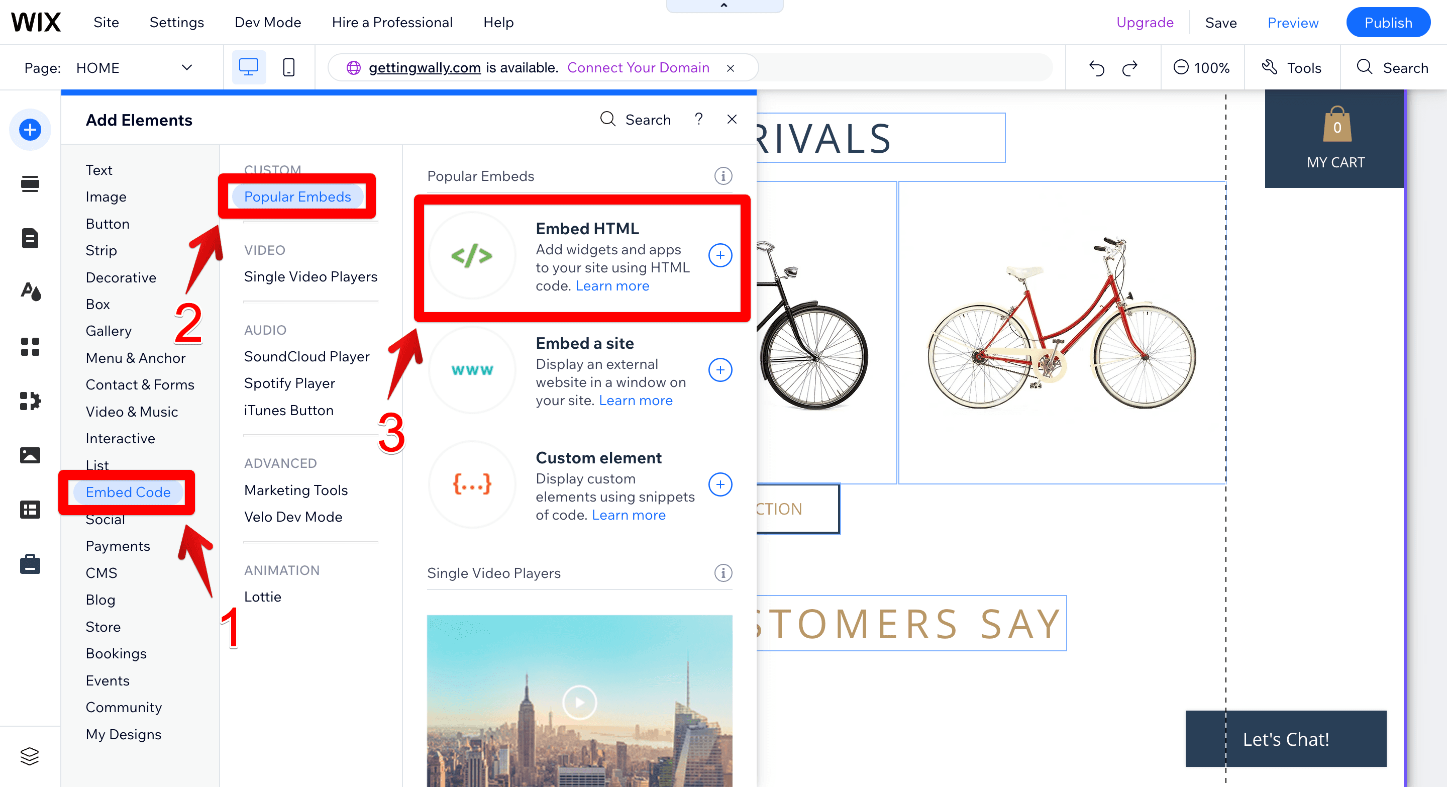 Adding Emebed Code on Wix website