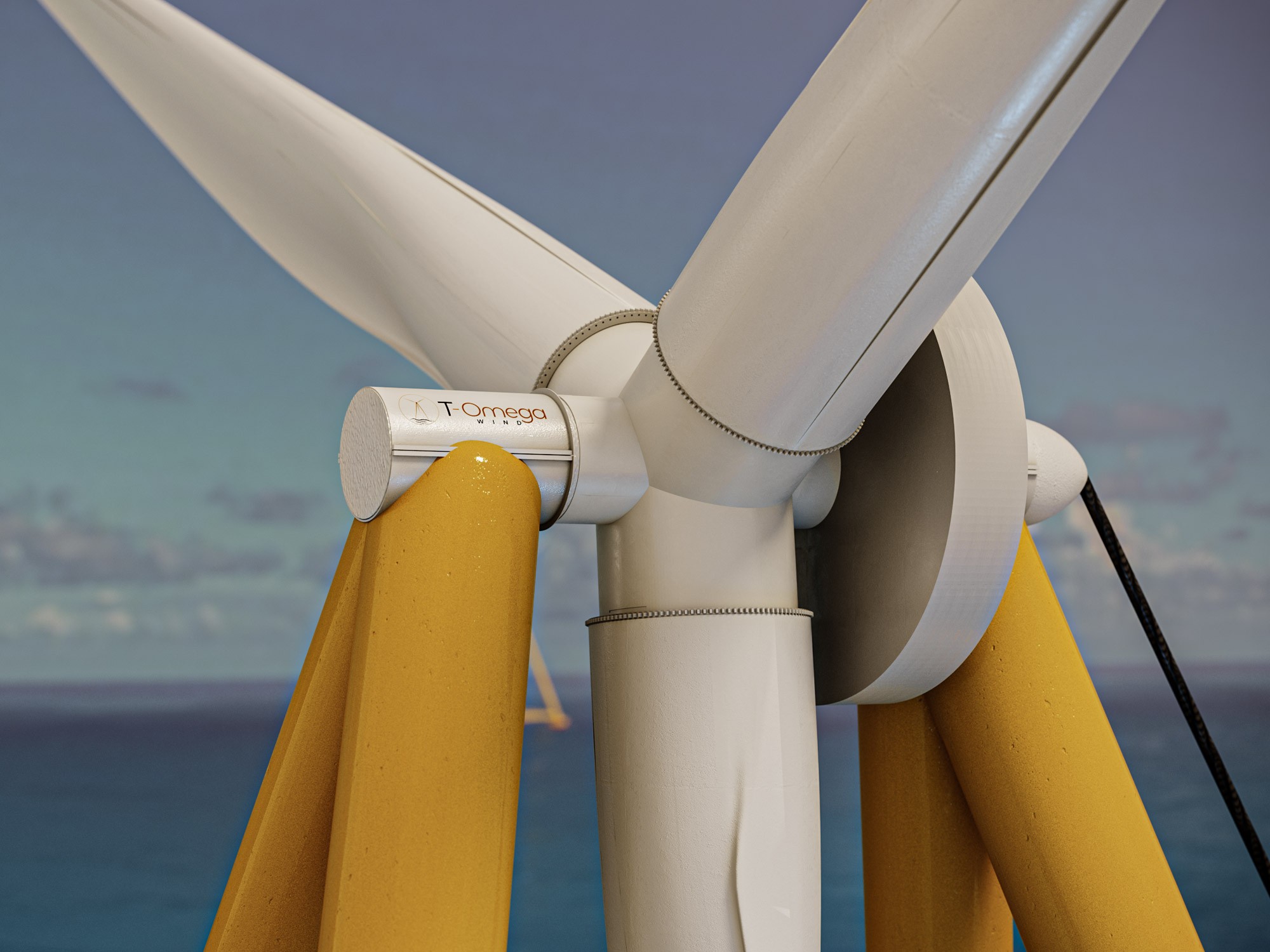 Close up 3D visualisation of a wind turbine