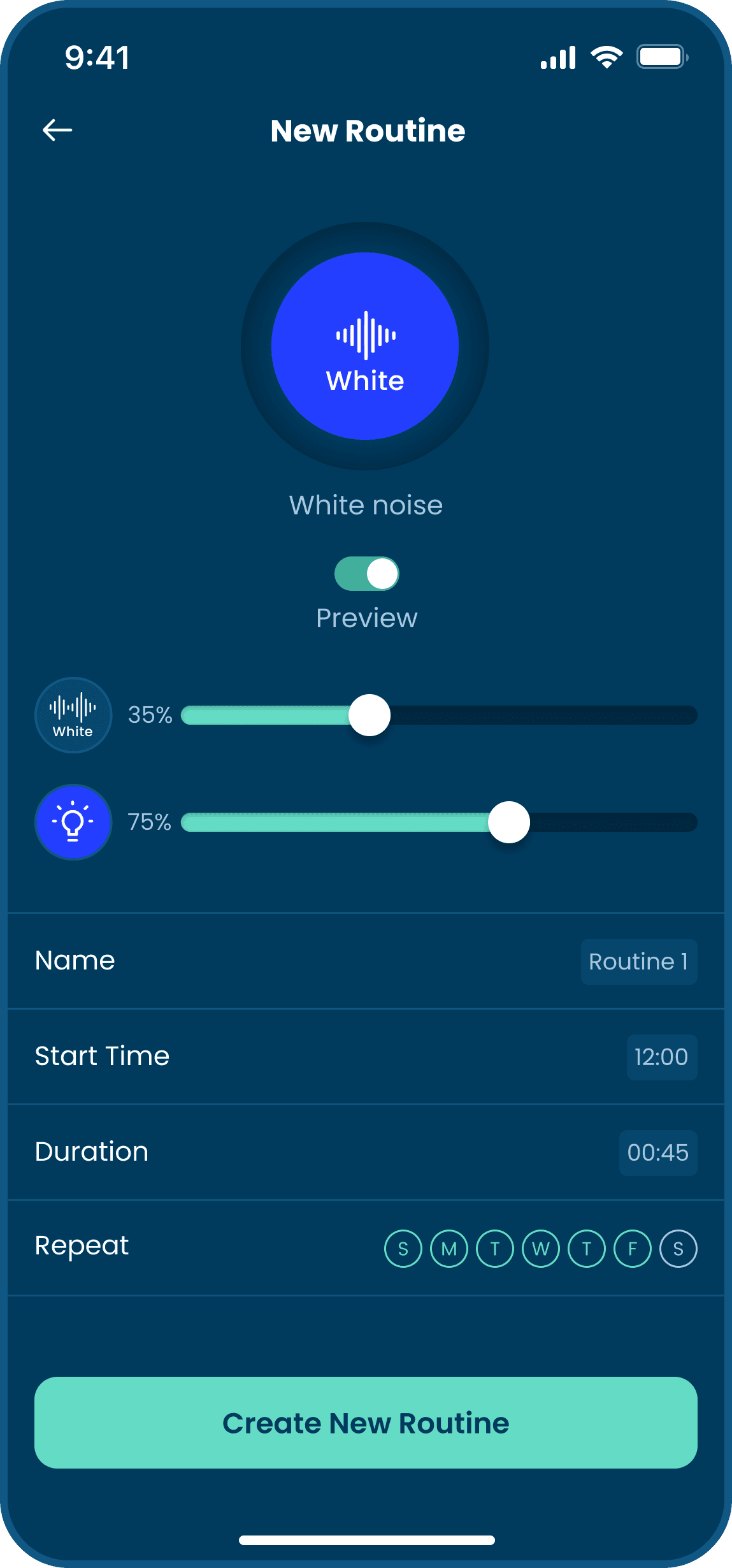 Create routine screen of babysense mobile app