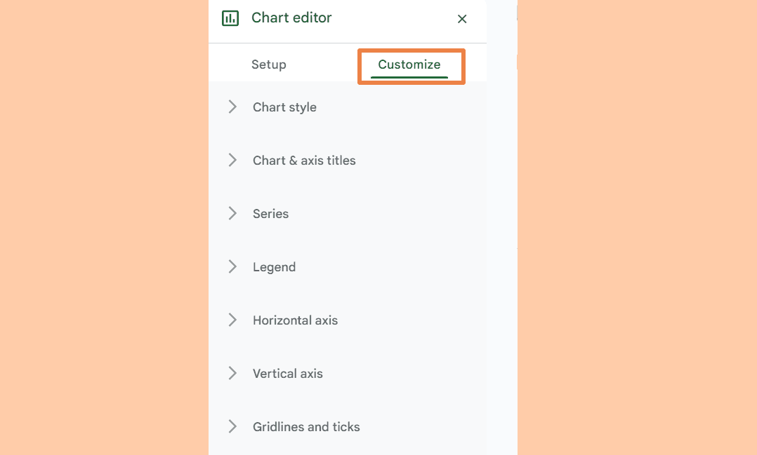 Click on the Customize tab in the Chart Editor.