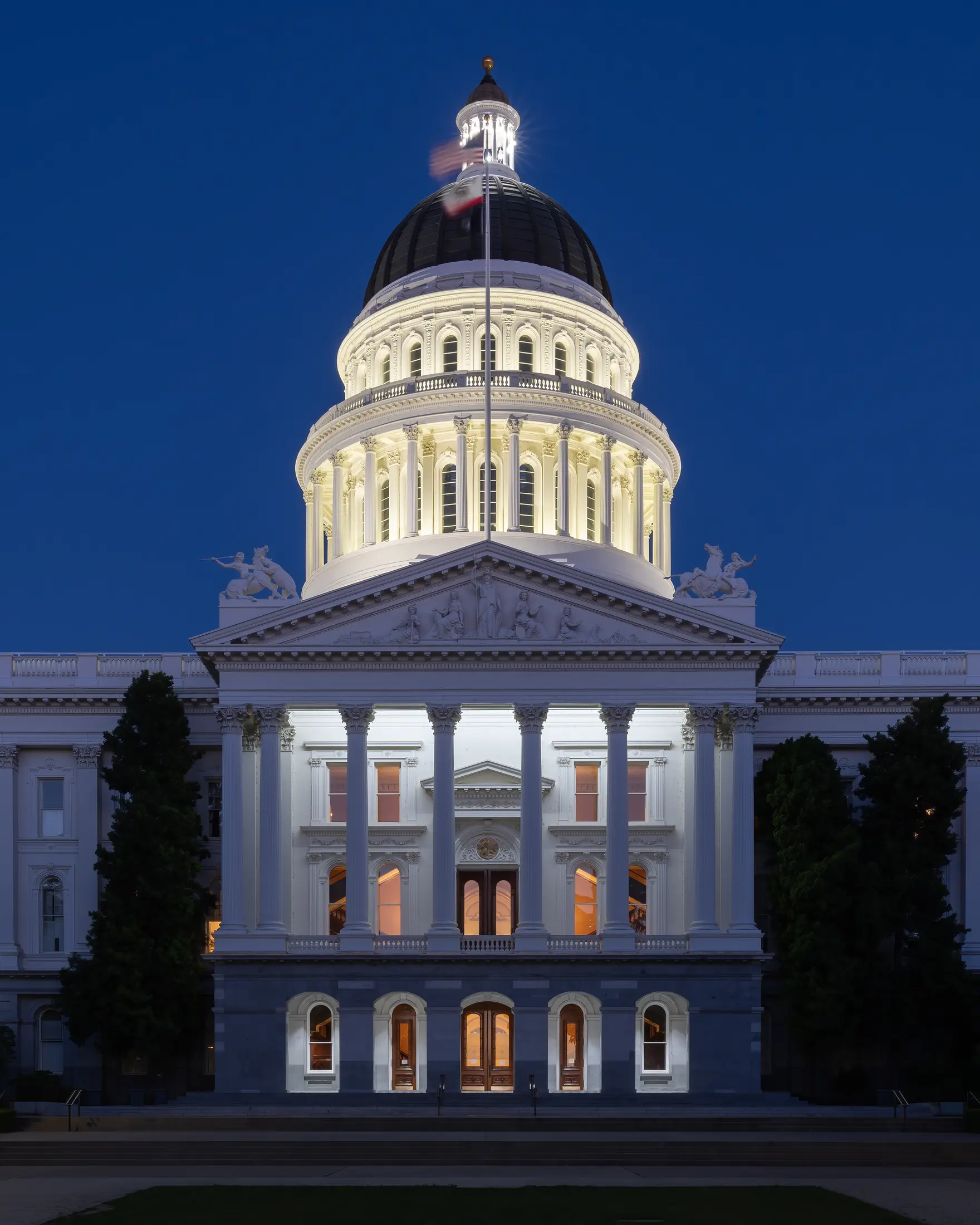 California State Capitol in Sacramento at blue hour