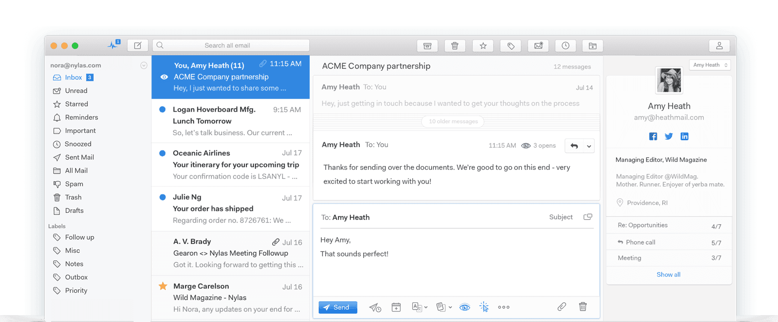 Interface of Mailspring